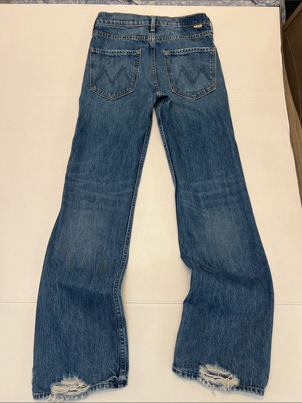 MOTHER Mid Blue Straight Leg Jeans - Picture 4 of 16